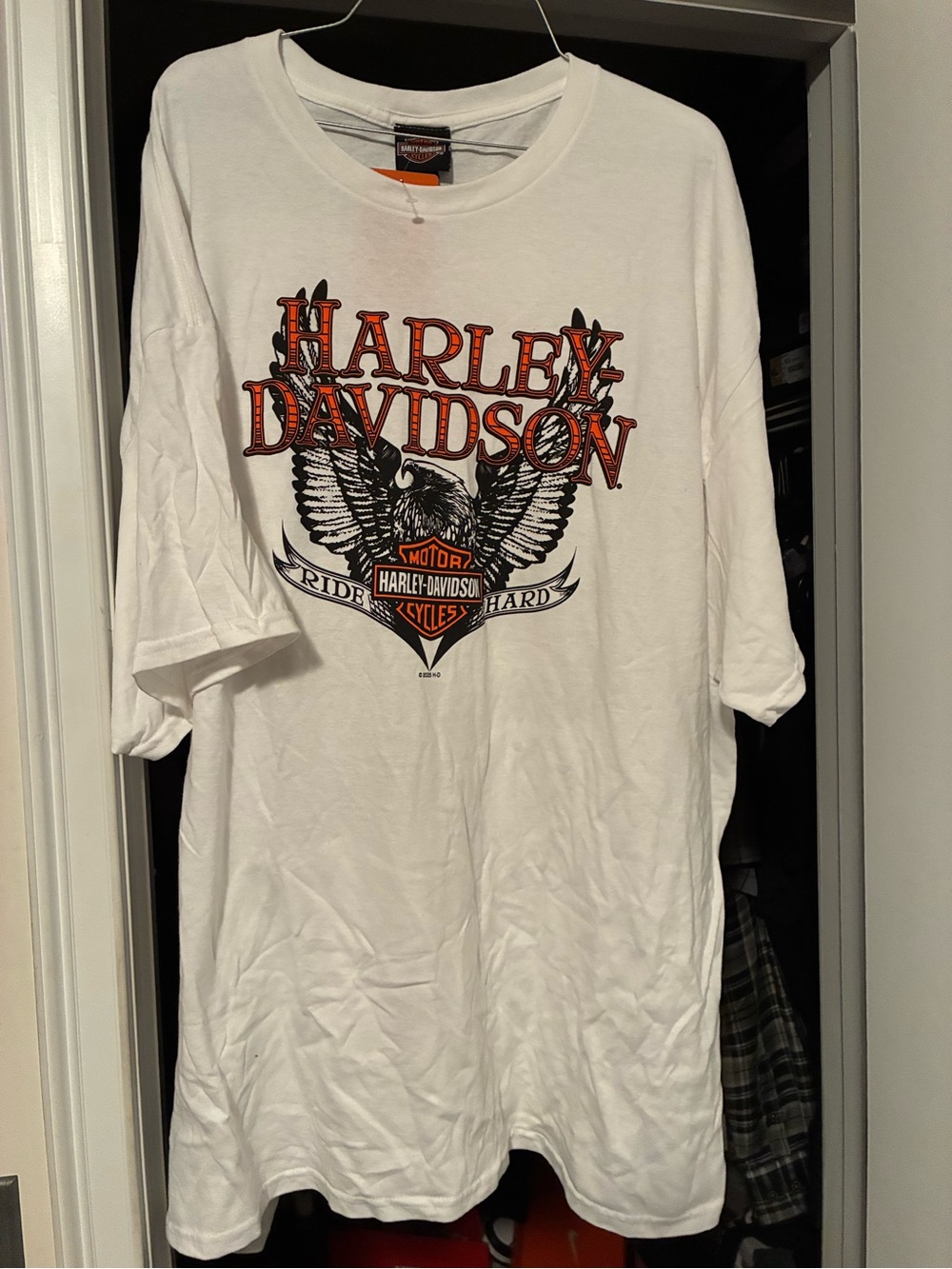 Harley-Davidson White Short Sleeve Tee with Orange & Black Logo